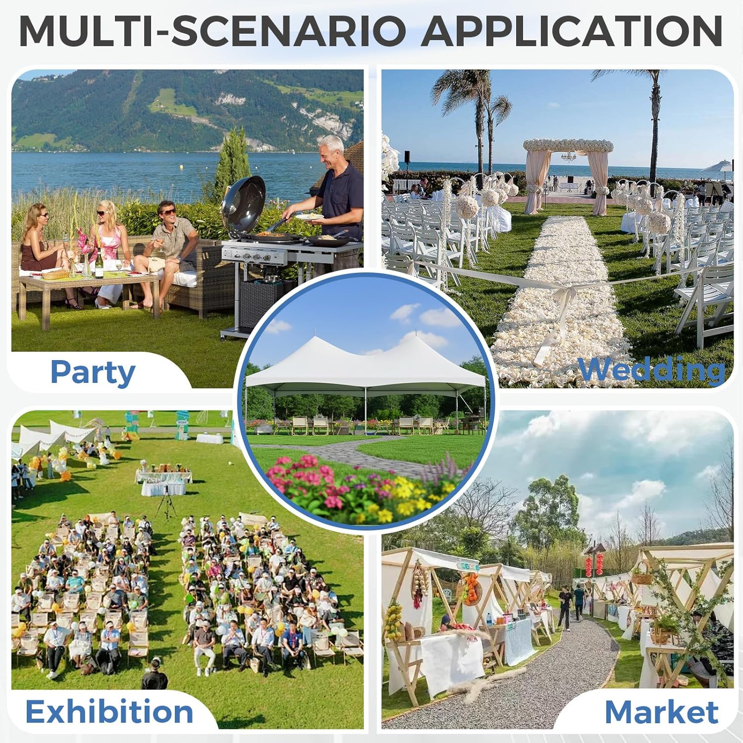 EROMMY 20x40FT Heavy Duty PVC Party Tent, Commercial Grade Outdoor Canopy with Peaked Roof for Weddings, Events & Receptions, White, 130 Person Capacity