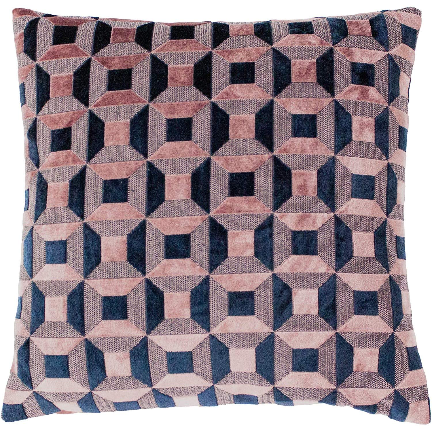 Paoletti Empire Cushion Cover, Blush/Navy, 45 x 45 cm