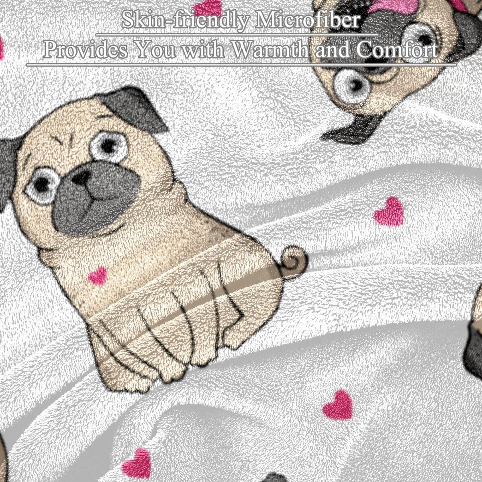 Manta de forro polar con diseño de corazón de perro y cachorro para sofá, ligera y mullida