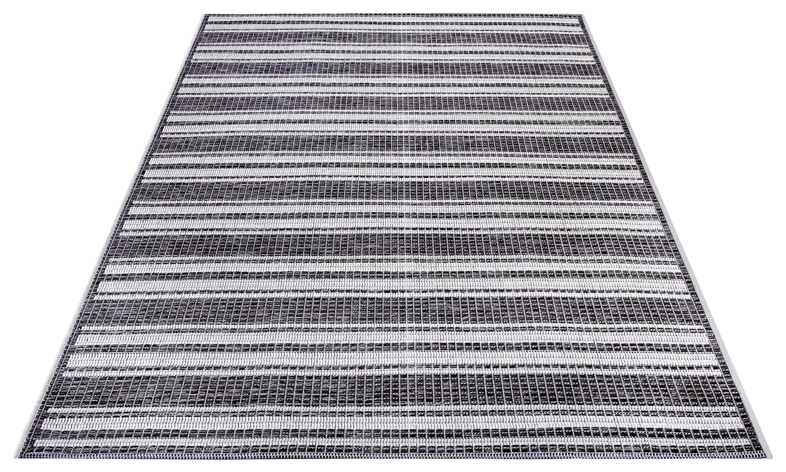 Hanse Home Temu, tappeto per interni ed esterni, resistente alle intemperie, motivo a strisce moderne, impermeabile, robusto, in tessuto piatto per giardino, balcone, terrazza, soggiorno, grigio,
