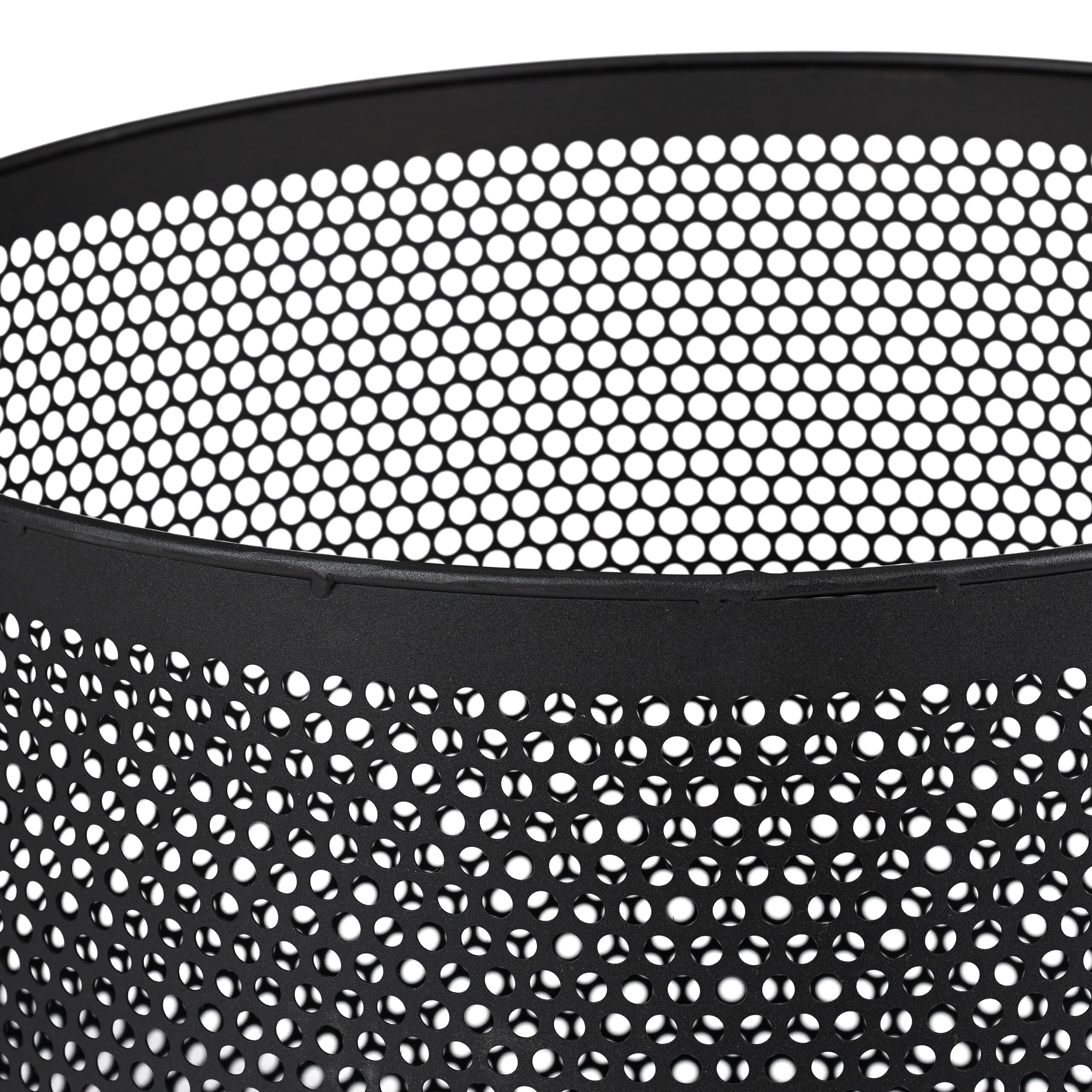 Relaxdays Feuerkorb, Mesh Design, Feuerrost, Schürhaken, Feuer im Garten, Feuertonne, Stahl, HxD: 53 x 44 cm, schwarz