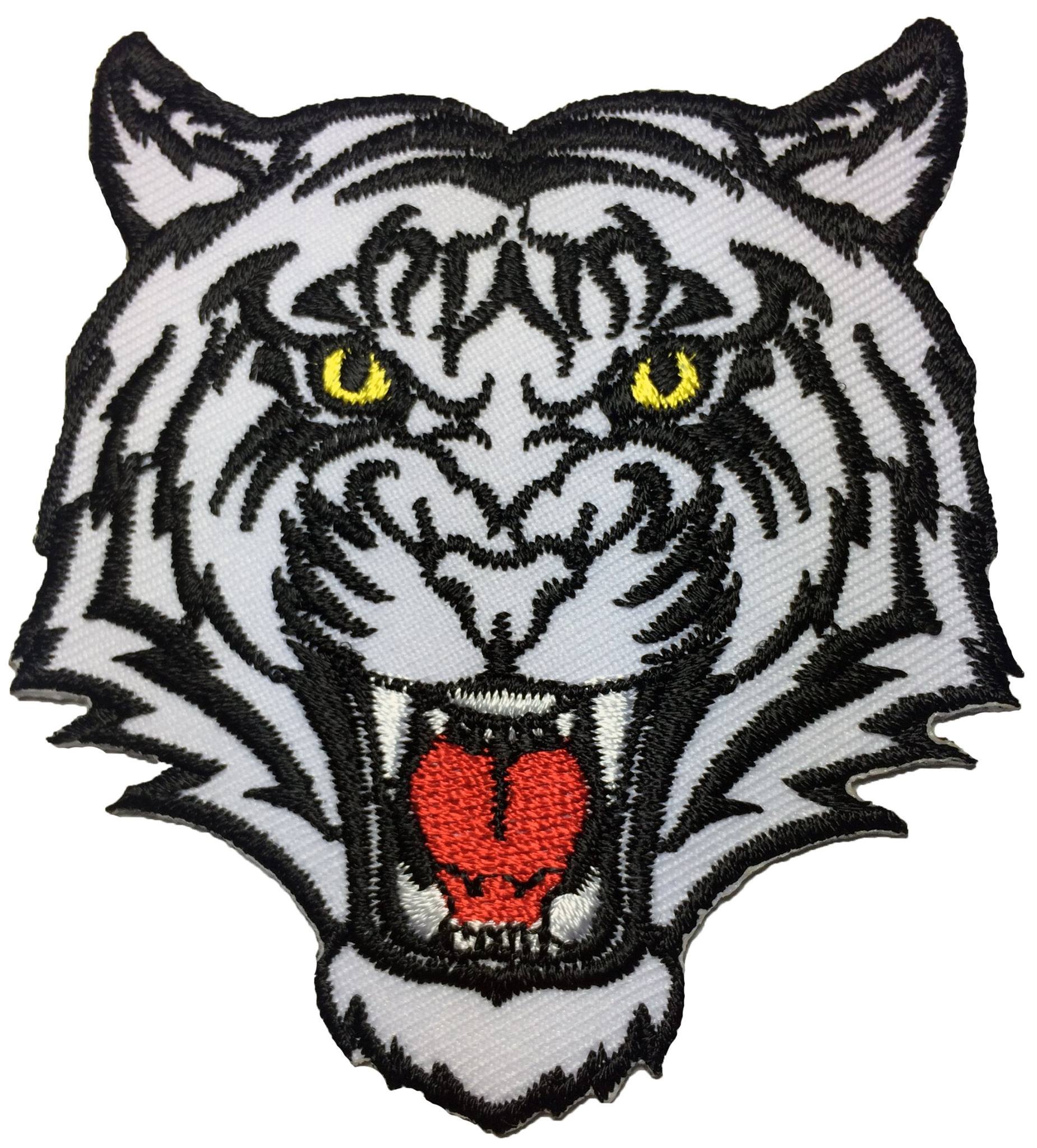 TIGER WHITE size 7 x 8 cm. Jacket Vest shirt hat blanket backpack T shirt Patches Embroidered Appliques Symbol Badge Cloth Sign Costume Gift