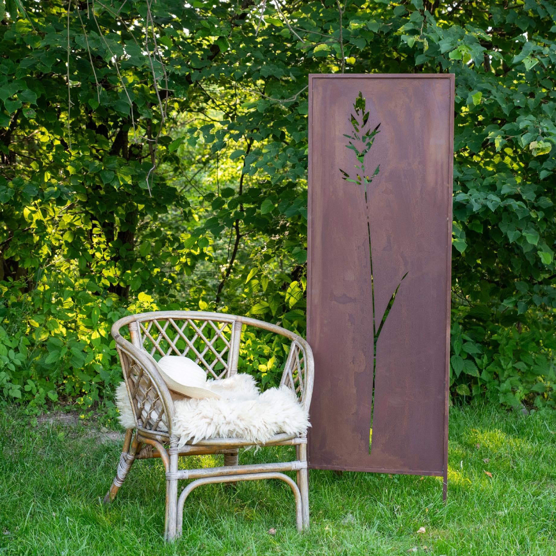 Kapaga - Sichtschutz Metall - 160x50 cm - Edelrost - Rostoptik, Patina | für Garten und Terrasse - Corten, Sichtschutzelement - Sichtschutzwand - Gartendekoration Zaun - Rost (Strauch)