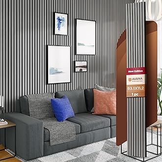 Avana Modern Acoustic Wood Wall Panels –93.2x11.25 Inch Panels – Fits 94x12 Layout – Gray Oak Acoustic Panels 1 PC – Wall Panels For Interior Wall Decor For Homes, Offices –Durable Wood Panel For Wall