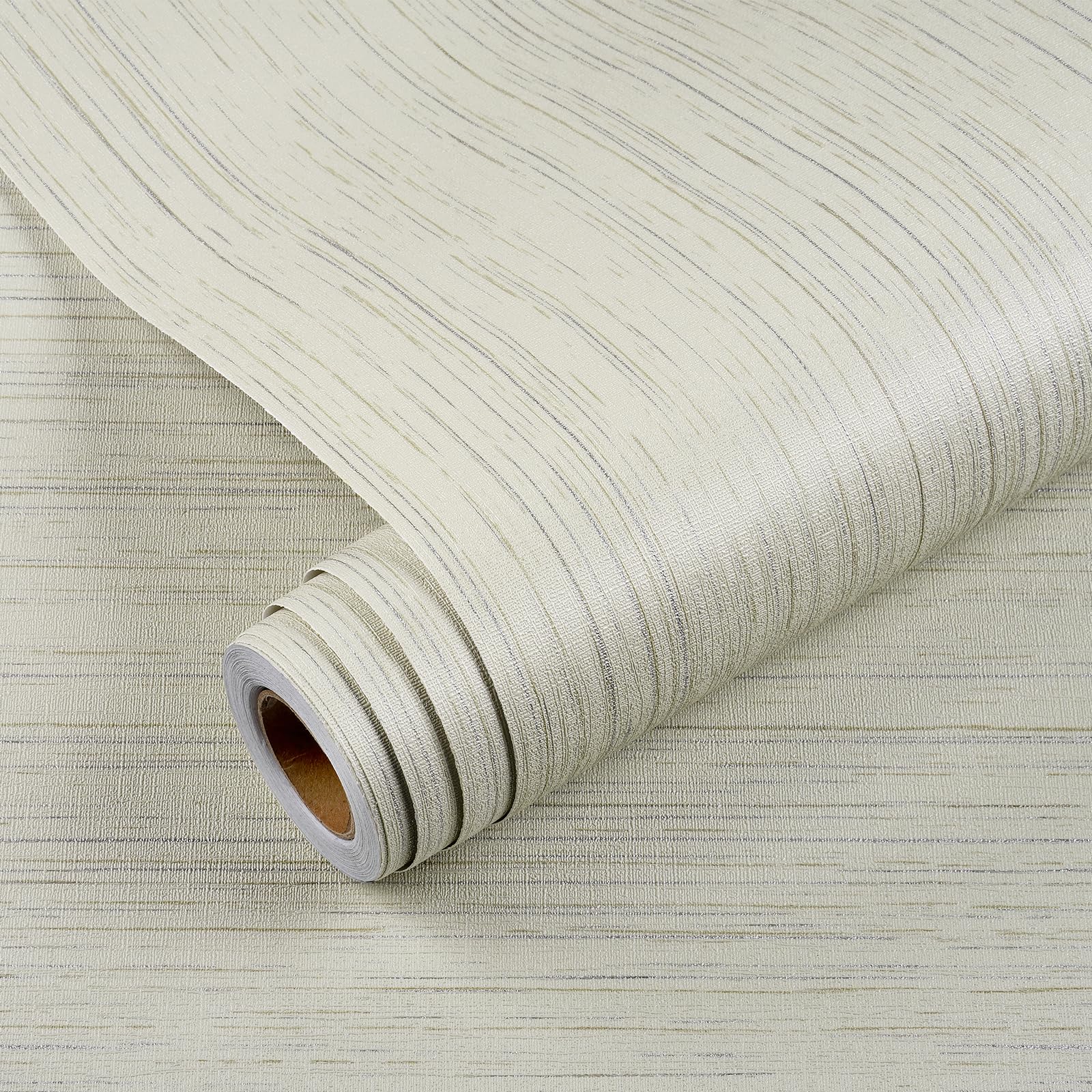 Papier peint amovible et imperméable beige gris texturé pour salle de bain