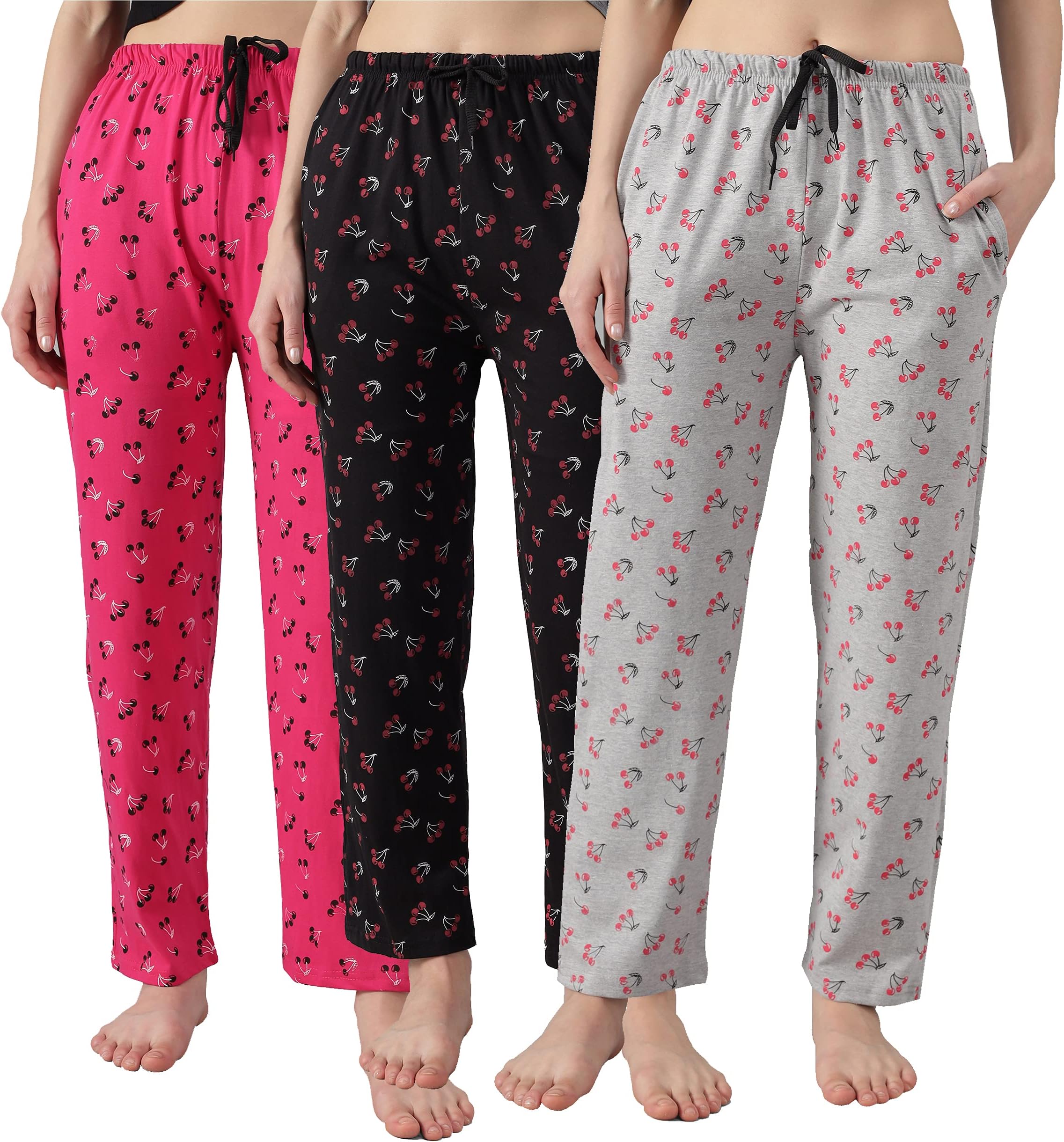Trendy WorldCotton Pyjama Night Dress Lounge Wear Printed Pyjama/Pyjami for Women and Girls-(Pack of 3)