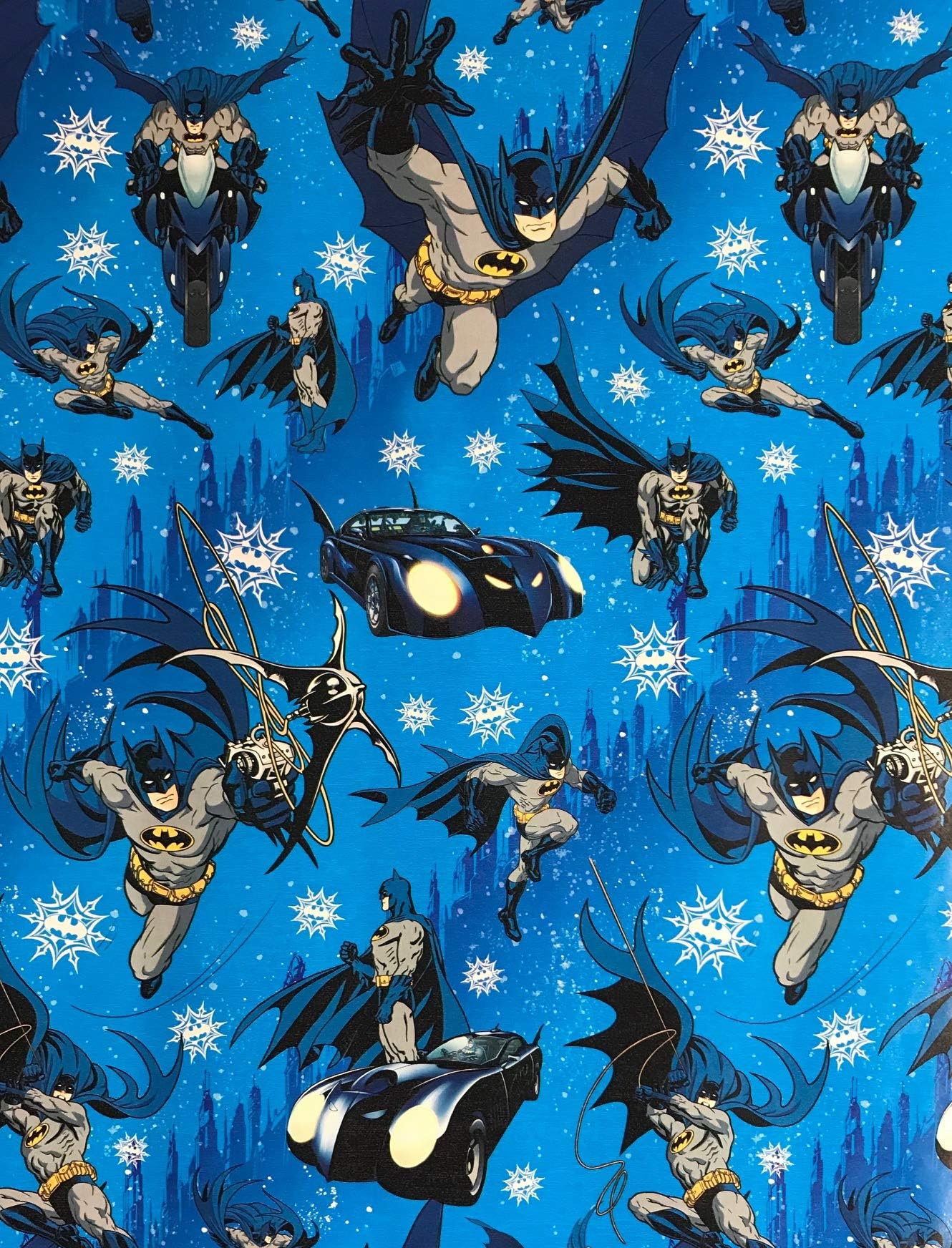 DC Comics Batman on Blue Wrapping Paper Gift Wrap (3.33 Feet Wide - 70 Sq Feet)