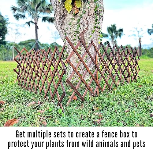 Miniatura 9 de ShopLaLa Valla de jardín  Paquete de 2, total de 12 pies de largo, bordes de flores de celosía de madera para patio, césped, paisaje, patio,