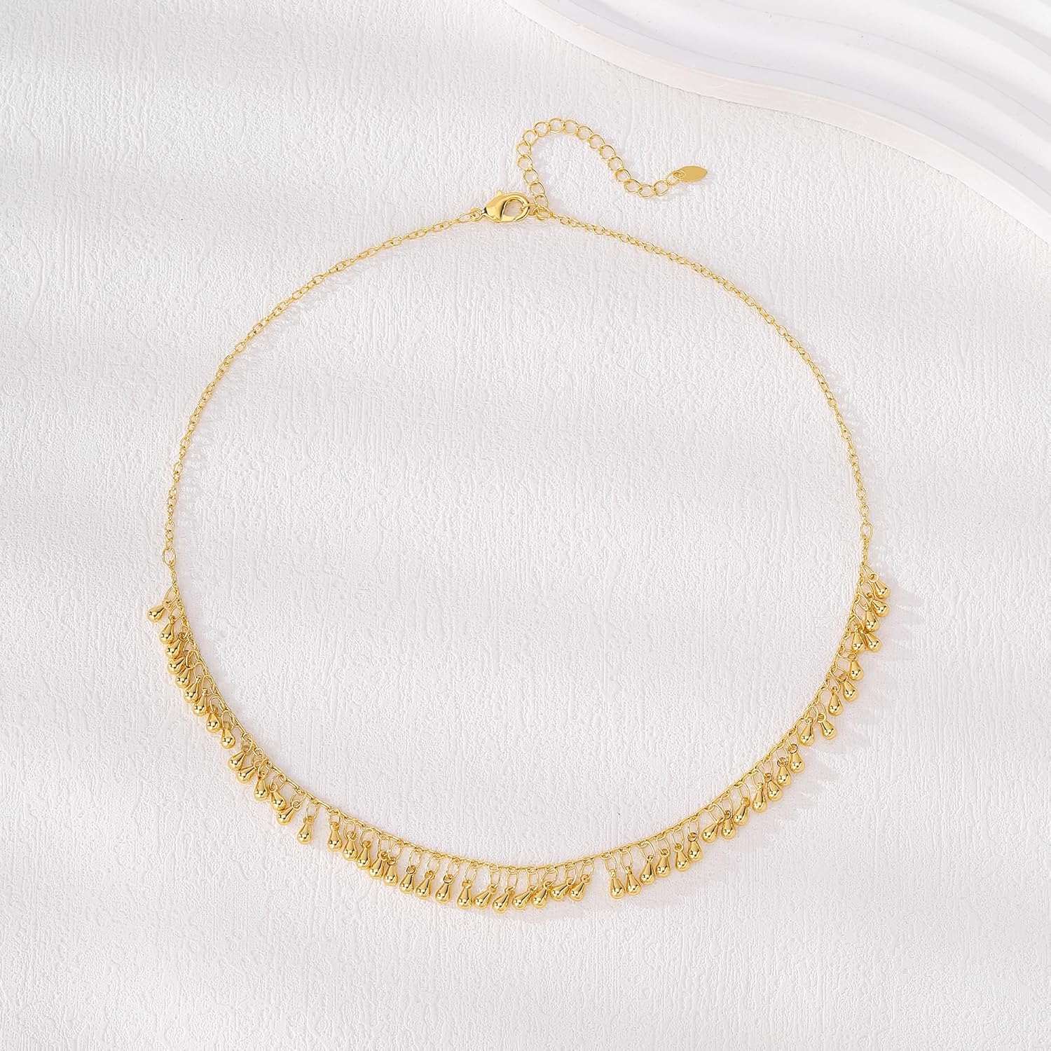 14k Gold stack Gold Necklace, Dainty Plated non tarnish teardrop-shaped tassels gold necklace,Gold Chain Choker Necklaces,Simple Gold Layered Necklaces,Gold Jewelry Gift for Women - Image 4