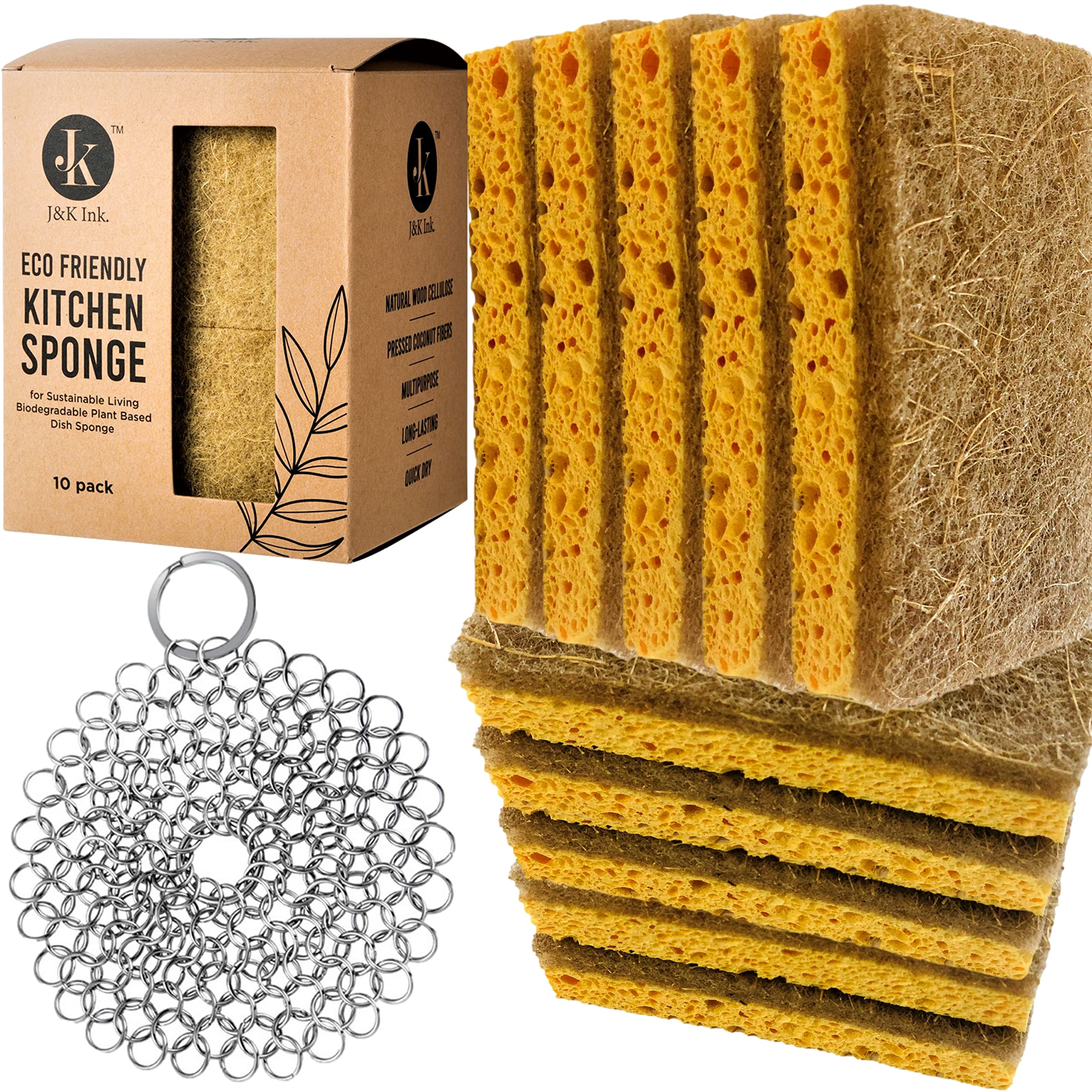 Buy J&K Ink Natural Kitchen Sponges for Washing Dishes 10 Pack Eco