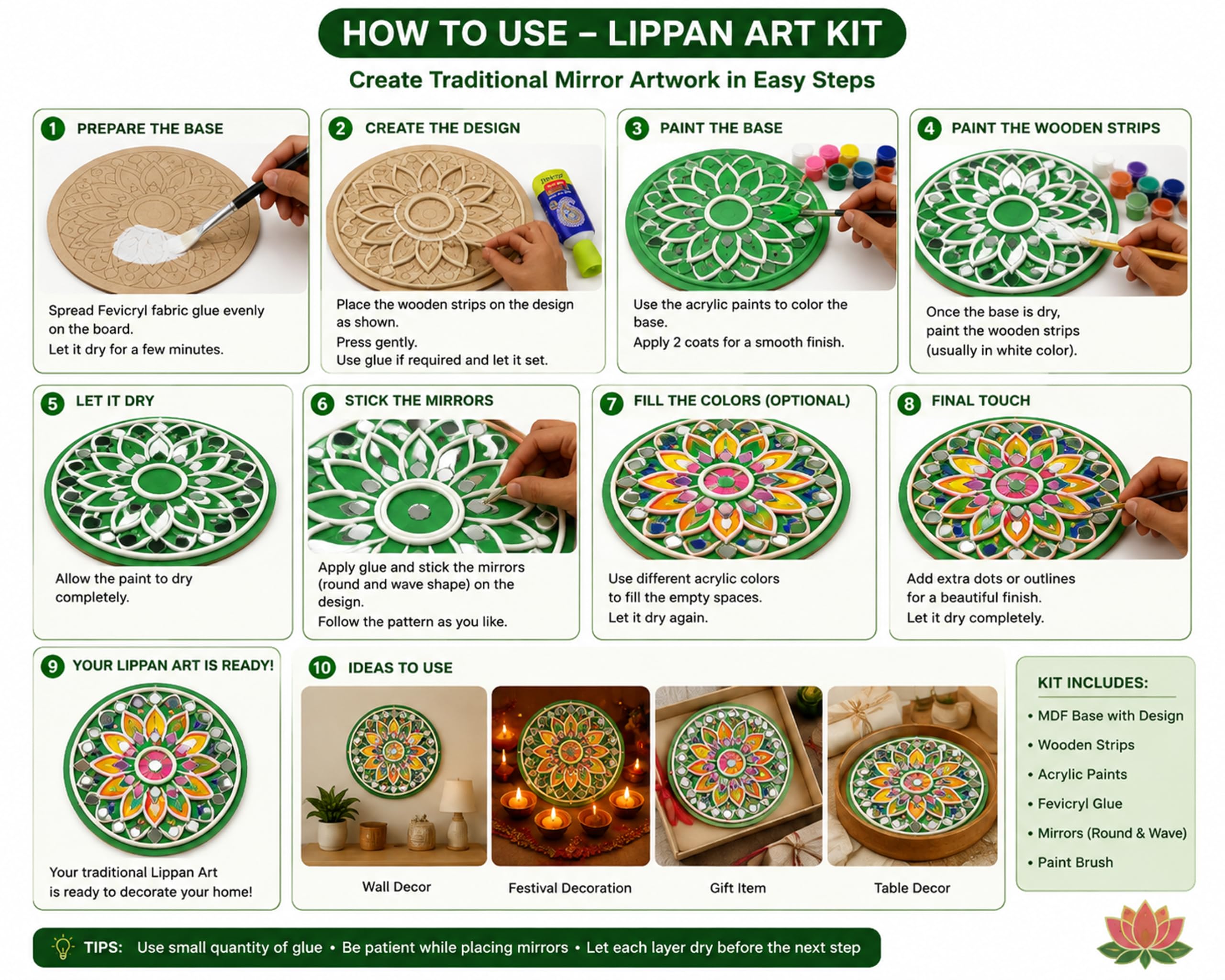 Complete Lippan Art Material DIY kit includes color MDF Board different 1