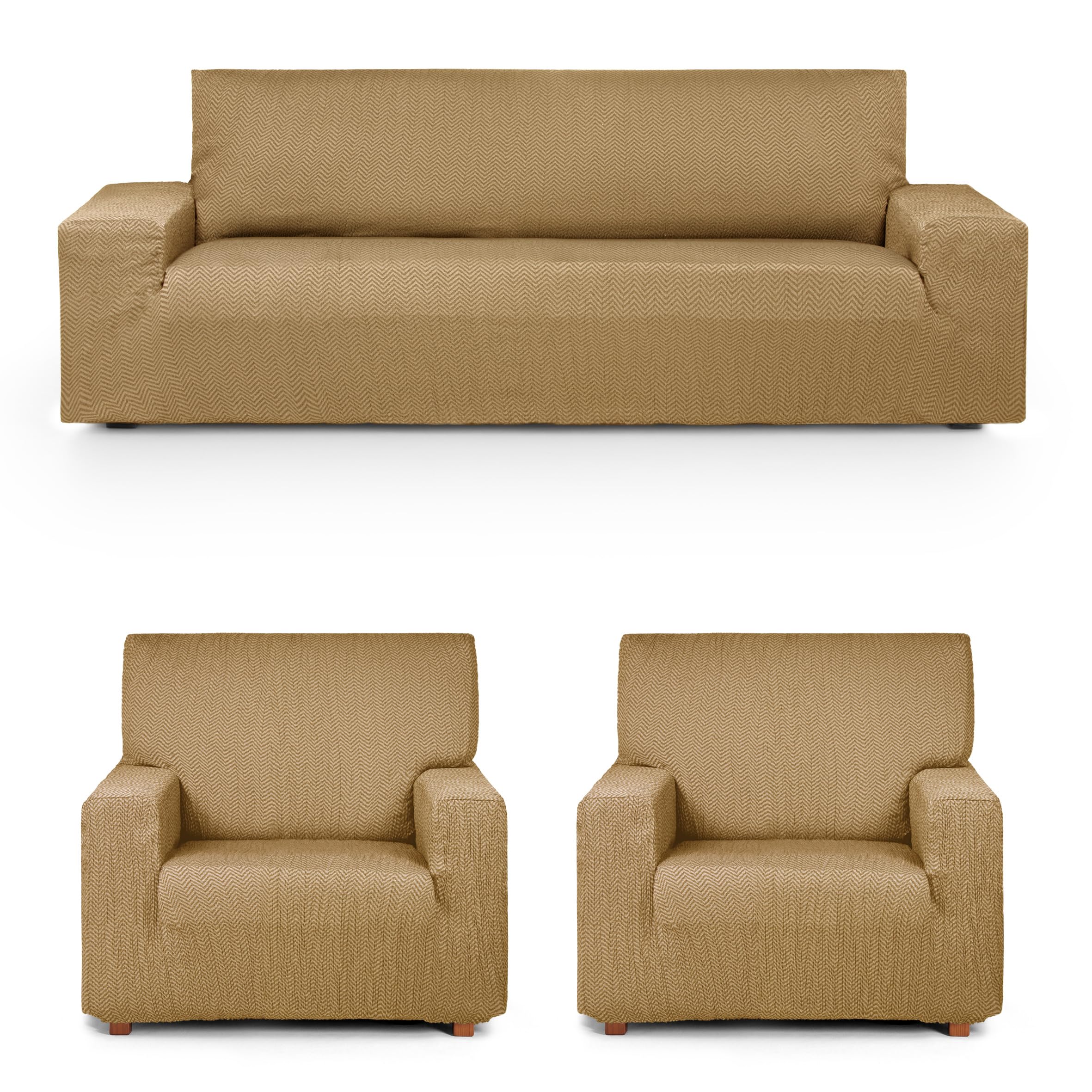 Housse de canapé extensible Eysa grand confort pack trio couleur moutarde