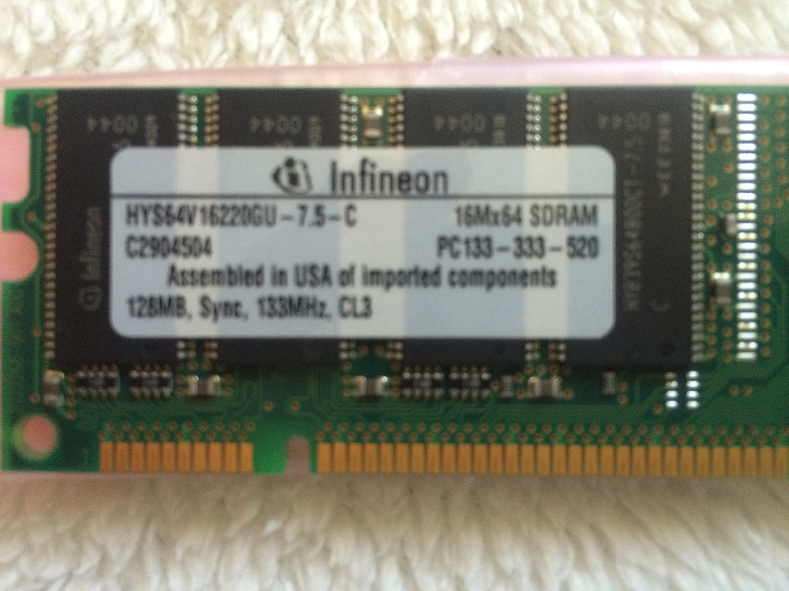 Barrette Mémoire RAM Infineon 128 Mo PC-100 SDRAM – 168 Broches DIMM CL3 – Occasion