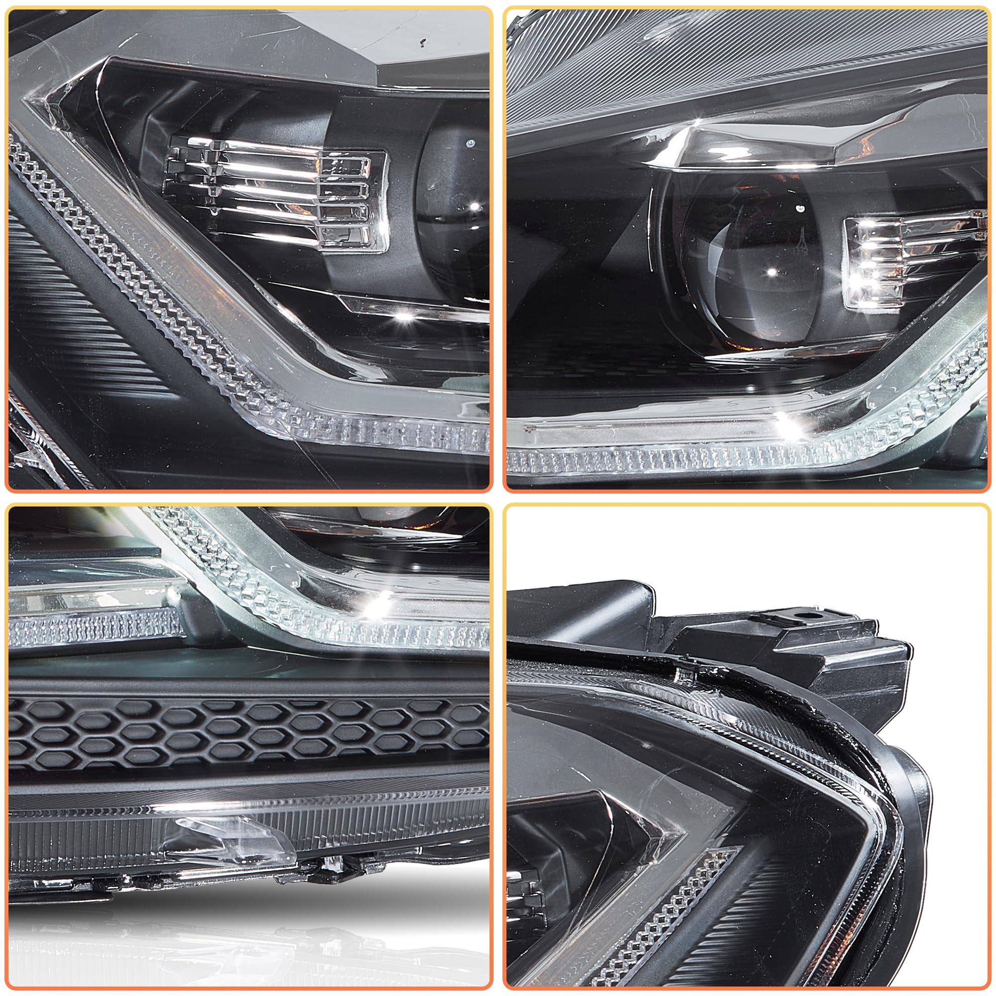 VLAND Fari Full LED per Golf 7 Golf MK7 TSI TDI Alogena 2012-2017 [non per GTI/Xenon/MK7.5/spina a 14/12 pin], con indicatore di direzione dinamico - Argento