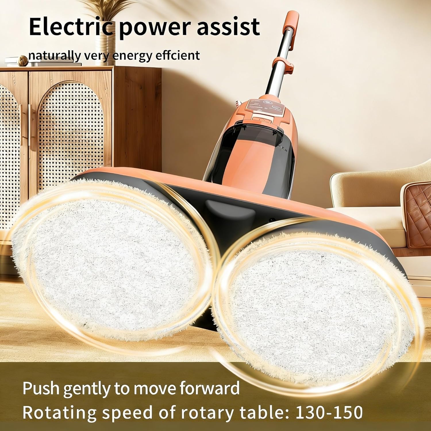 Steam Mop Cleaner with Multi-Surface Use, Extra Long Power Cord, Long Lasting Battery & Quick Drying, Multi-Purpose Steamer for Hardwood Floors, Tiles, Carpet, Windows & Clothes,Orange