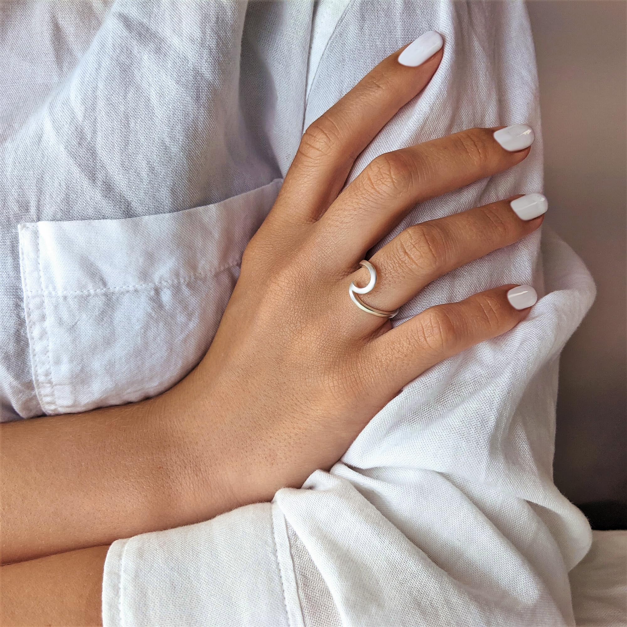 81stgeneration Anillo Plata de Ley Olas del Océano Mujer | Anillo Espiral Plata 925 | Diseño Simple Banda Ondulada Náutica | Joyas Surferas Inspiradas Océano | Accesorio Sirena | Anillos Apilables