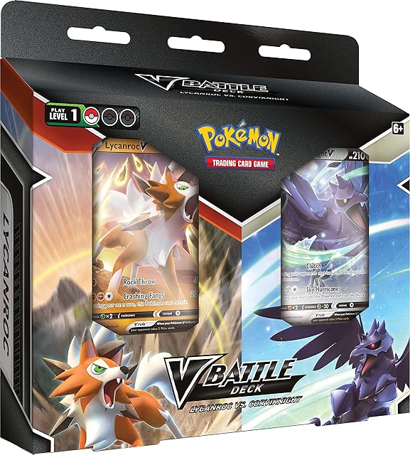 Pokémon TCG: V Battle Deck Bundle - Lycanroc vs. Corviknight (2 x 60 Card Ready to Play Decks and extra cards)
