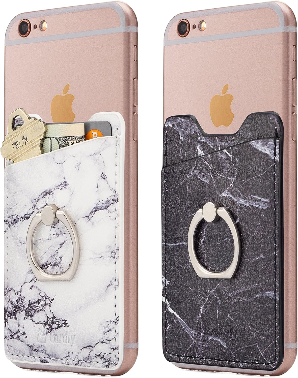 Cardly (Two Finger Ring and Cell Phone Stick on Wallet Card Holder Phone Pocket for