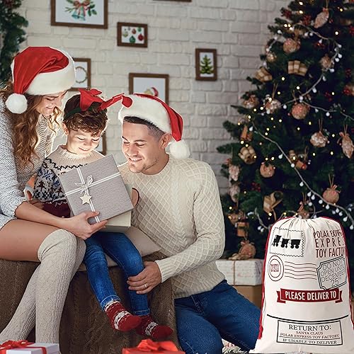 Miniatura 5 de Bolsa de Navidad de Papá Noel personalizada, bolsas grandes de Navidad para niños, bolsas de regalo de Navidad grandes con cordón para fiesta de