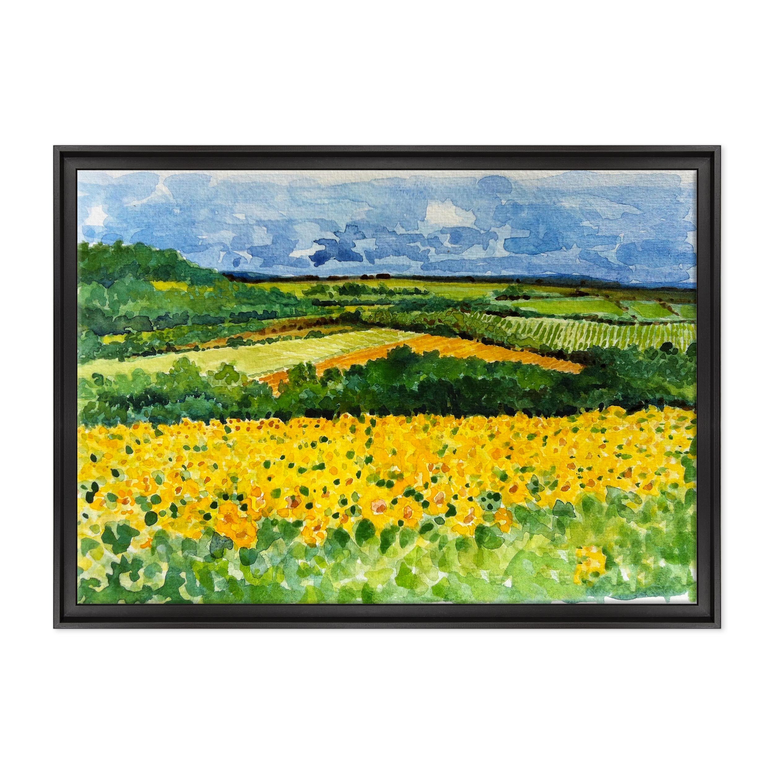 Cuadro sobre lienzo – Listo para colgar – Acuarela Toscana – Paisaje pintado