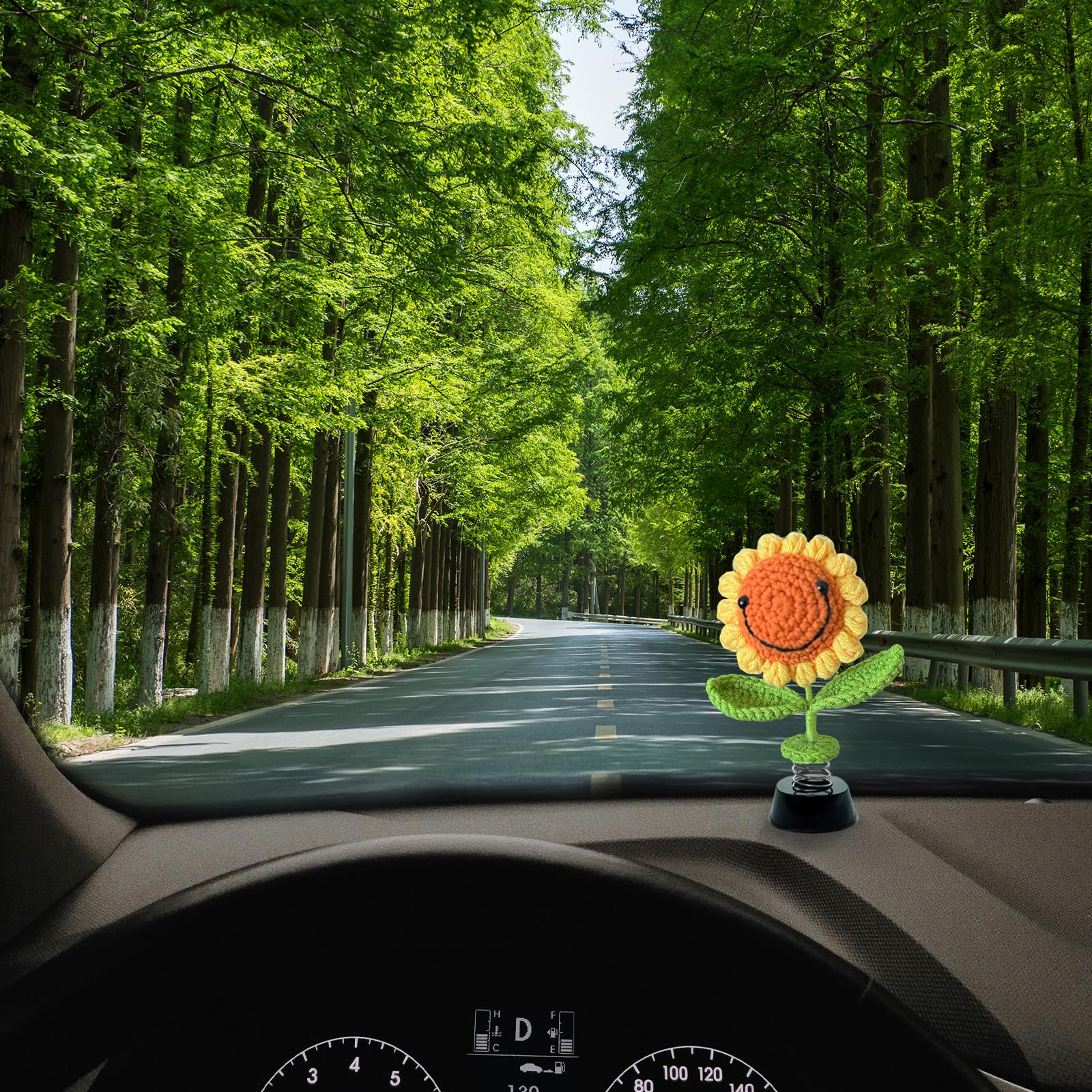 Girasole a Maglia Decorazione Auto Accessori Cruscotto Regalo Oscillante