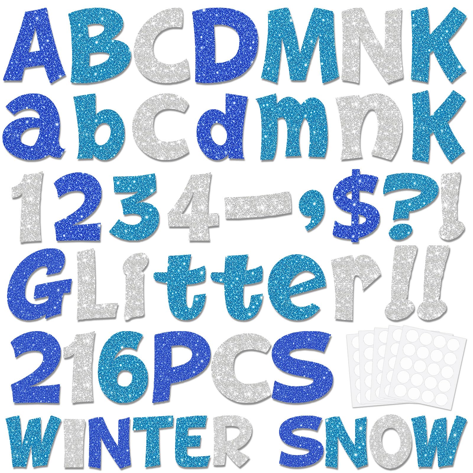 Colarr 216 Pcs Glitter Bulletin Board Letters for Classroom, 4 Inch