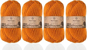 Kartopu Melange Wool,Wool Knitting Rope 4Balls Each SkeinBall 3.53 Oz 100gIt is Very Soft and Gives an Amazing Woolly Feeling to Your Knit Pieces Dark Orange 1854