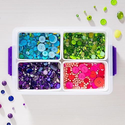 Miniatura 9 de IRIS USA - Contenedores de almacenamiento apilables y de 2 capas de 9.4 cuartos de galón con tapa a granel y 4 divisores extraíbles, para