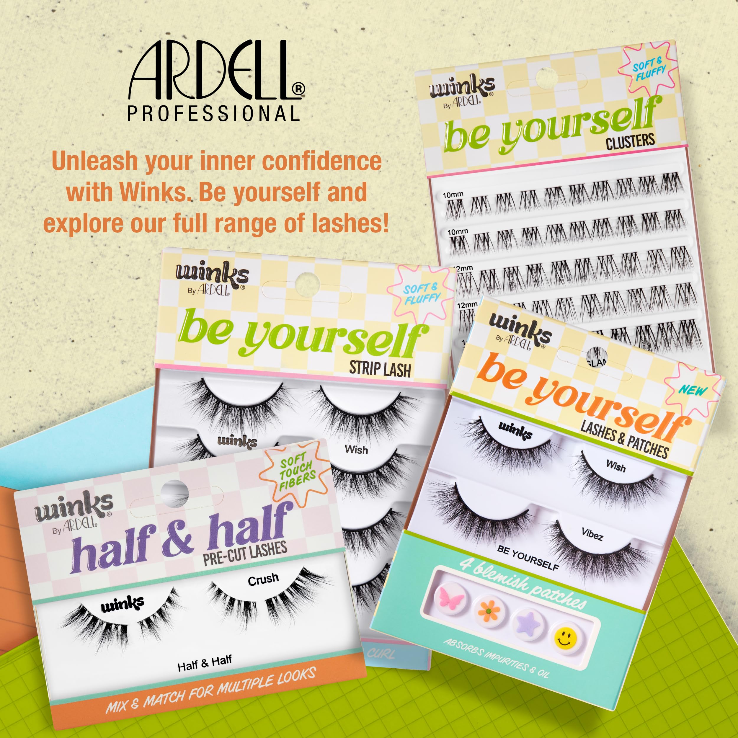 Winks Be Yourself - Pestañas estilo deseo, pestañas negras para un efecto dramático de ojo de muñeca, volumen completo, pestañas postizas de aspecto natural, paquete de 4 6