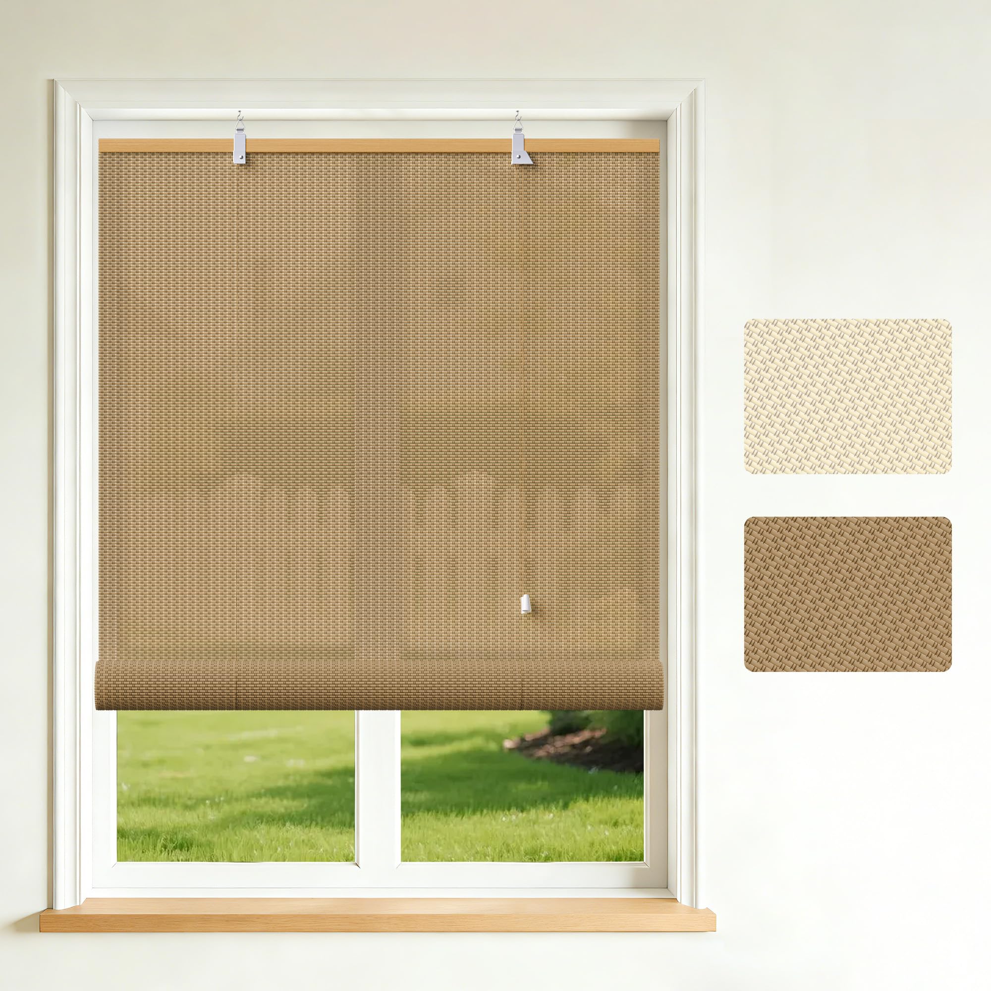 Grandekor Bambusrollo Sonnenschutz Sichtschutz Raffrollo Seitenzugrollo, B90 x H160cm, Dunkelbraun, Bambus Jalousie für Fenster Türen Balkon Terrasse Garten