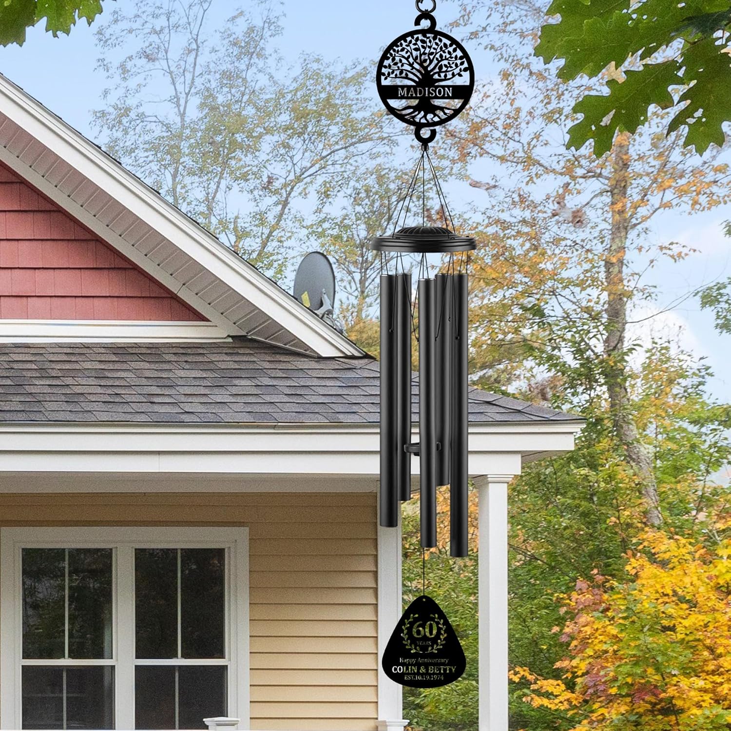 Personalized Anniversary 37" Wind Chime,Memorial Gift for Mom/Grandma,Custom Anniversary Wind Chime Gifts for Him for Her Him,Wind Chimes for Outside, Perfect Decoration for Patio, Garden