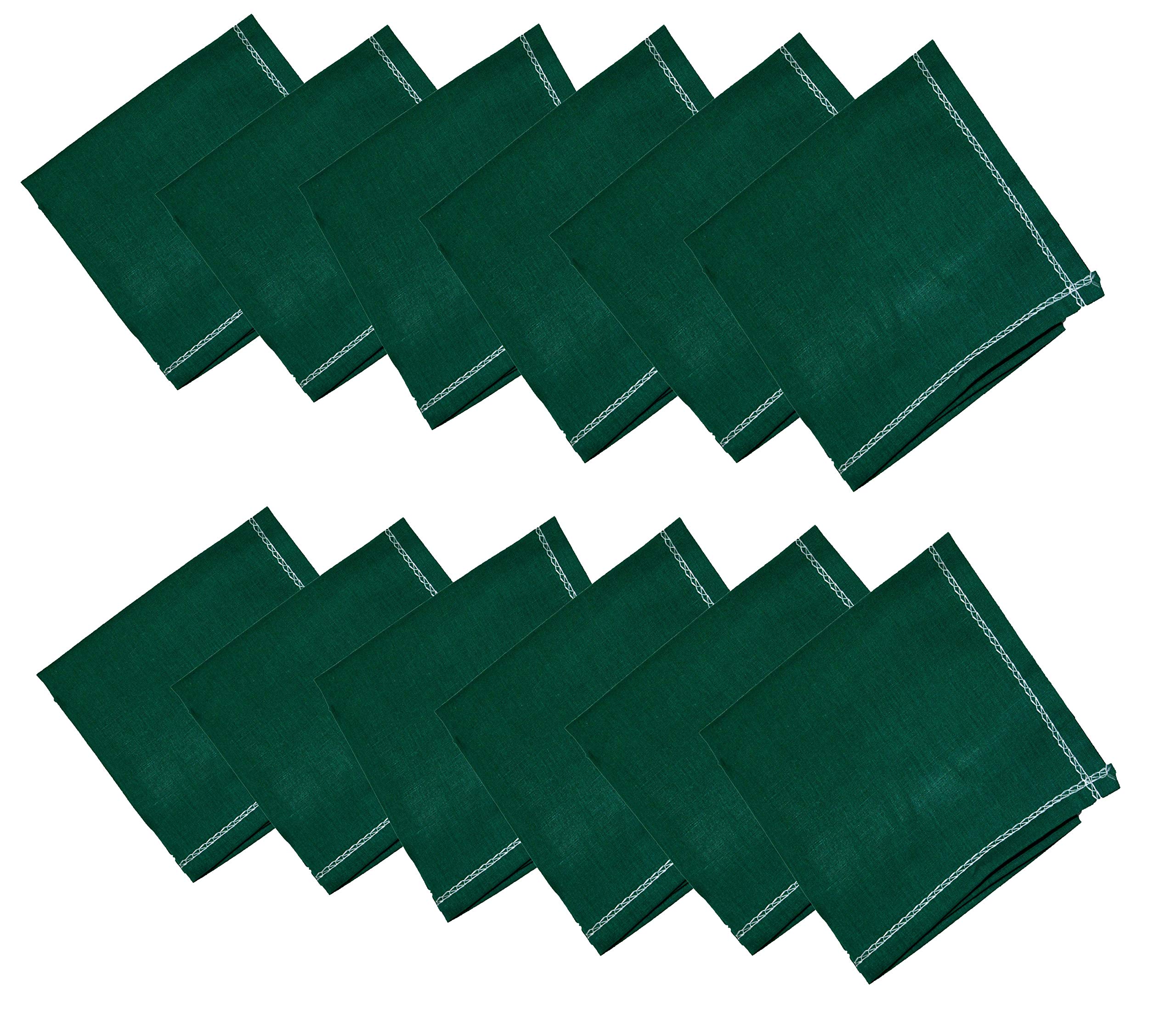 Men's Cotten DarkGreen Handkerchief (Pack of 12)-image-1