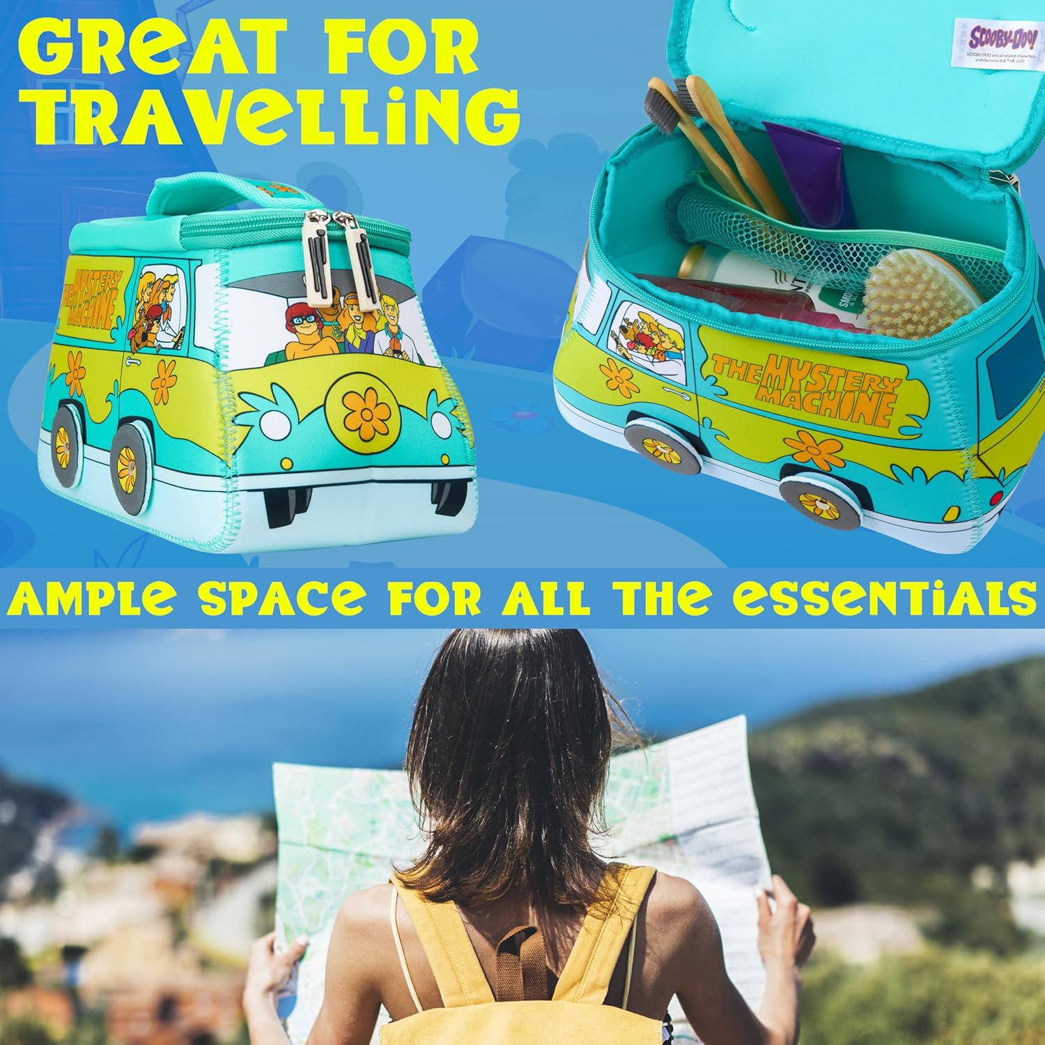 Get Trend Scooby Doo Toiletry Bag, Valentines Day Gifts for Women, Teens Travel Essentials, Girls Makeup Bag Airplane, Cruise Essentials, Travel Accessories (Multi Scooby) - Image 3