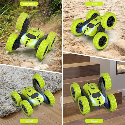 Miniatura 5 de Auto a control remoto para niños a partir de 6 años, autos a control remoto, juguete de acrobacias 4WD de doble cara con rotación de 360, control