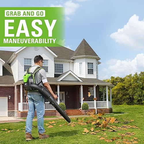 Miniatura 5 de Greenworks - Soplador de hojas inalámbrico sin escobillas de 40 V (165 MPH / 660 CFM / compatible con 75+ herramientas) para mochila, incluye