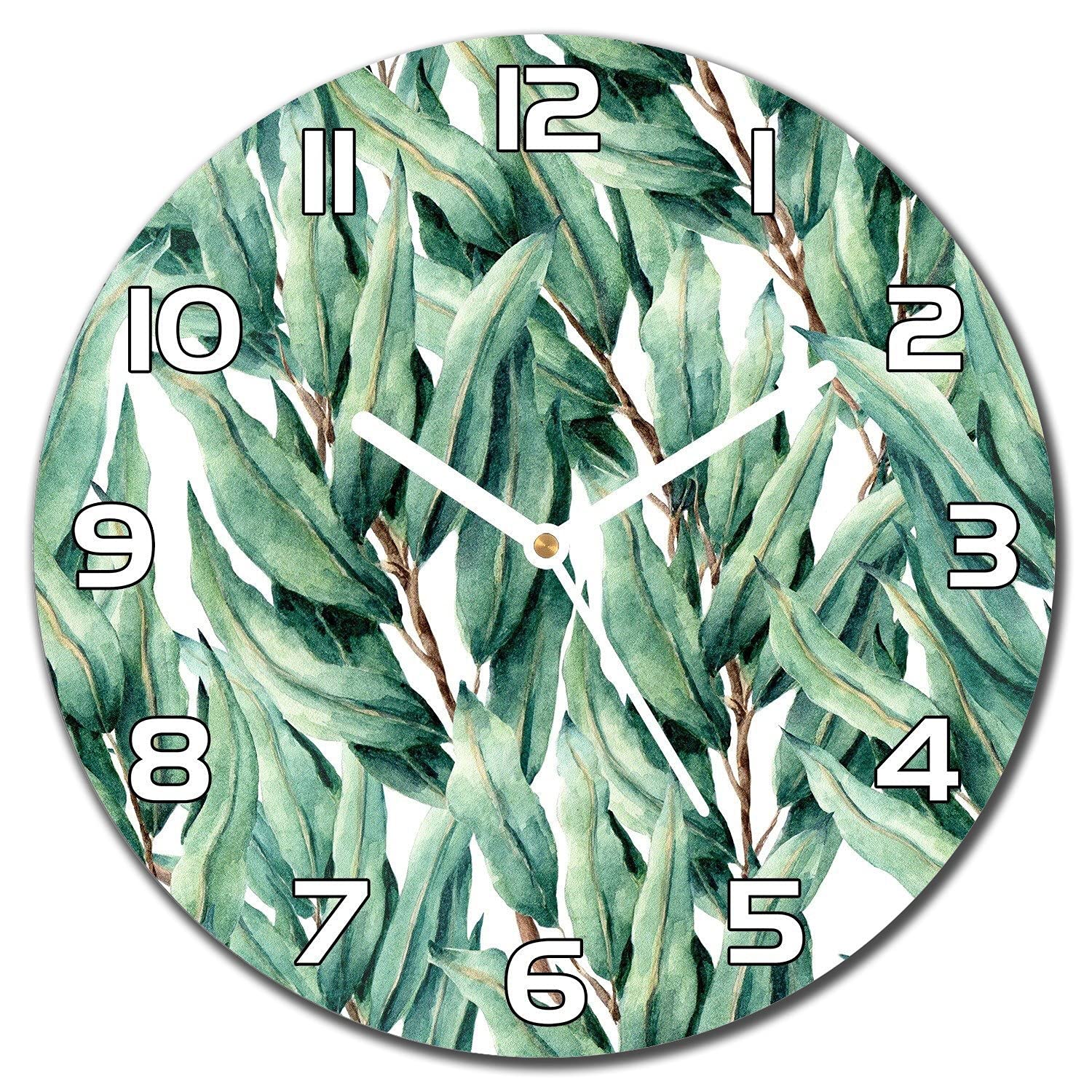 Horloge en verre lisible de 30 cm aiguilles blanches anti-reflet pour salon