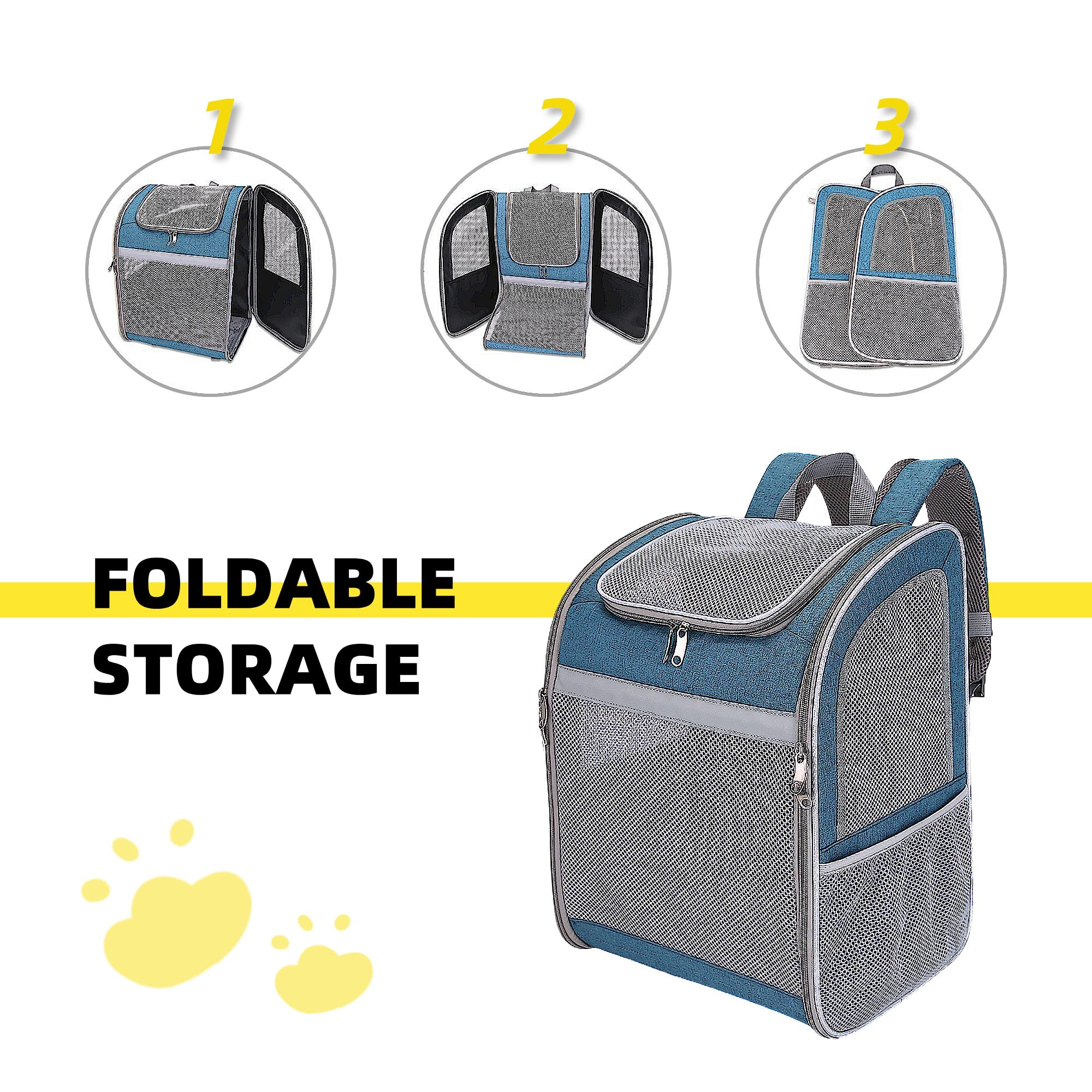 Mochila transportadora para gatos, gran espacio, malla transpirable, antiarañazos, tira reflectante, plegable, para viajes, senderismo y actividades al aire libre, se adapta a gatos y