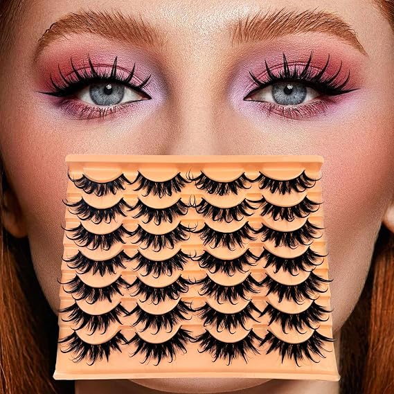 False Eyelashes Strip Lashes Eye Lash Fake Eyelash Natural Look Volume 18mm Mink Fluffy Fox Eyelashes 7 Pairs Pack 9D
