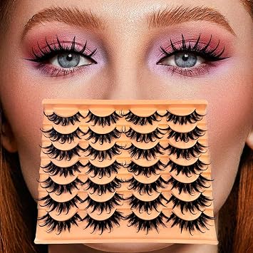 False Eyelashes Strip Lashes Eye Lash Fake Eyelash Natural Look Volume 18mm Mink Fluffy Fox Eyelashes 7 Pairs Pack 9D