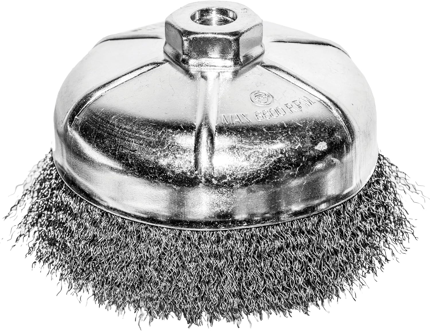 Century Drill & Tool 76061 6" Coarse Crimped Cup Brush, 5/8" X 11" Arbor, 6,600 RPM Max - Heavy-Duty Cleaning and Surface Prep on Concrete and Metal