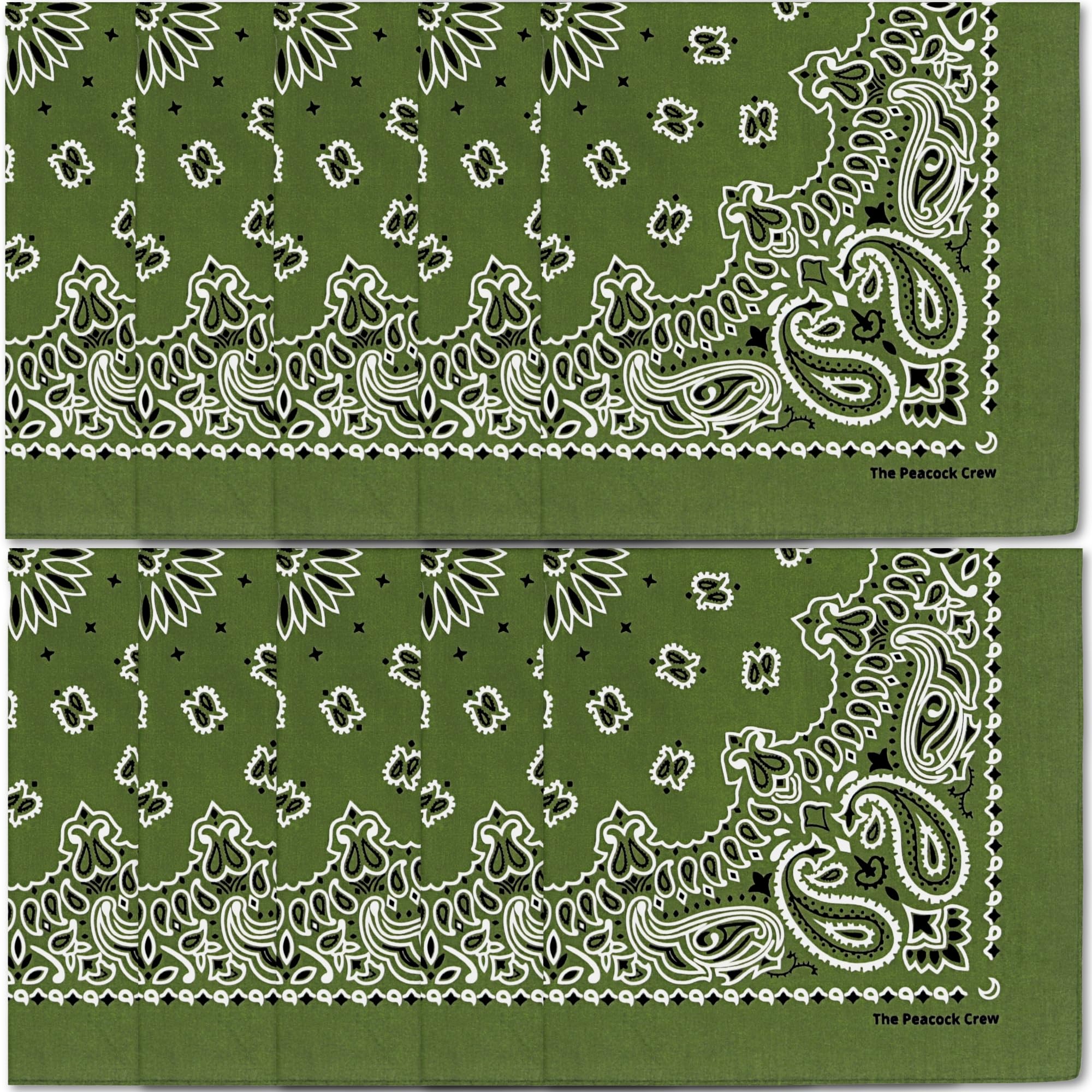 The Peacock Crew Premium Soft Cotton Bandanas Pack for Men and Women Paisley 22 x 22 inches