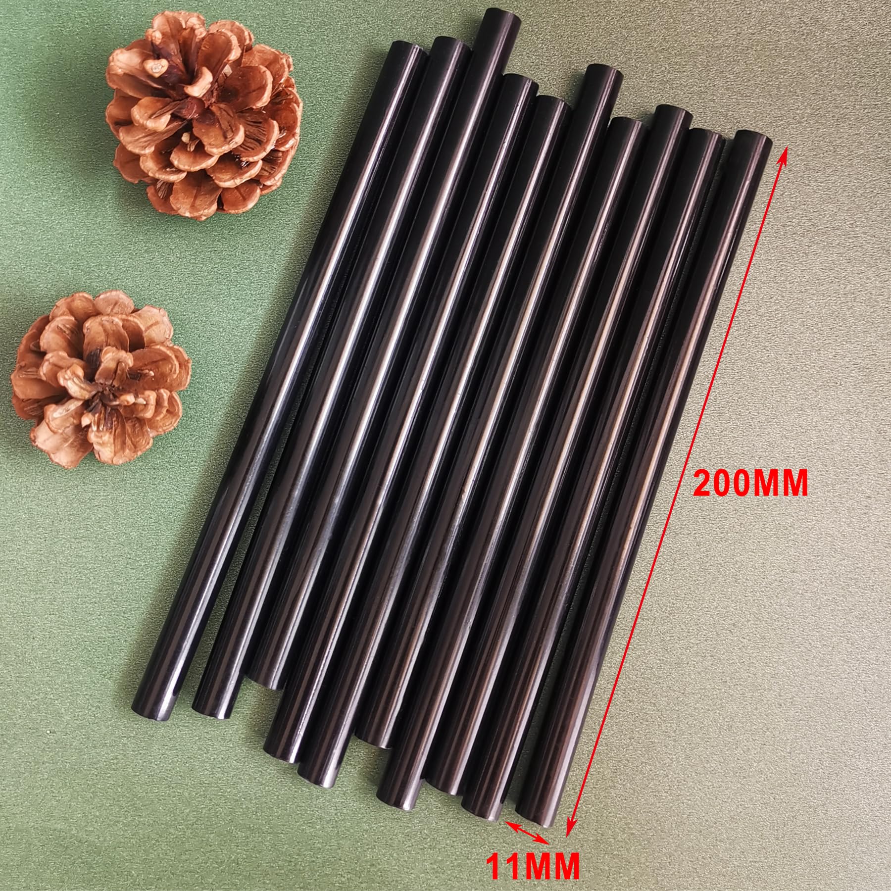 200x11mm Colla a Caldo Bastoncini Nero per Pistola Colla a Caldo - 10 Pezzi