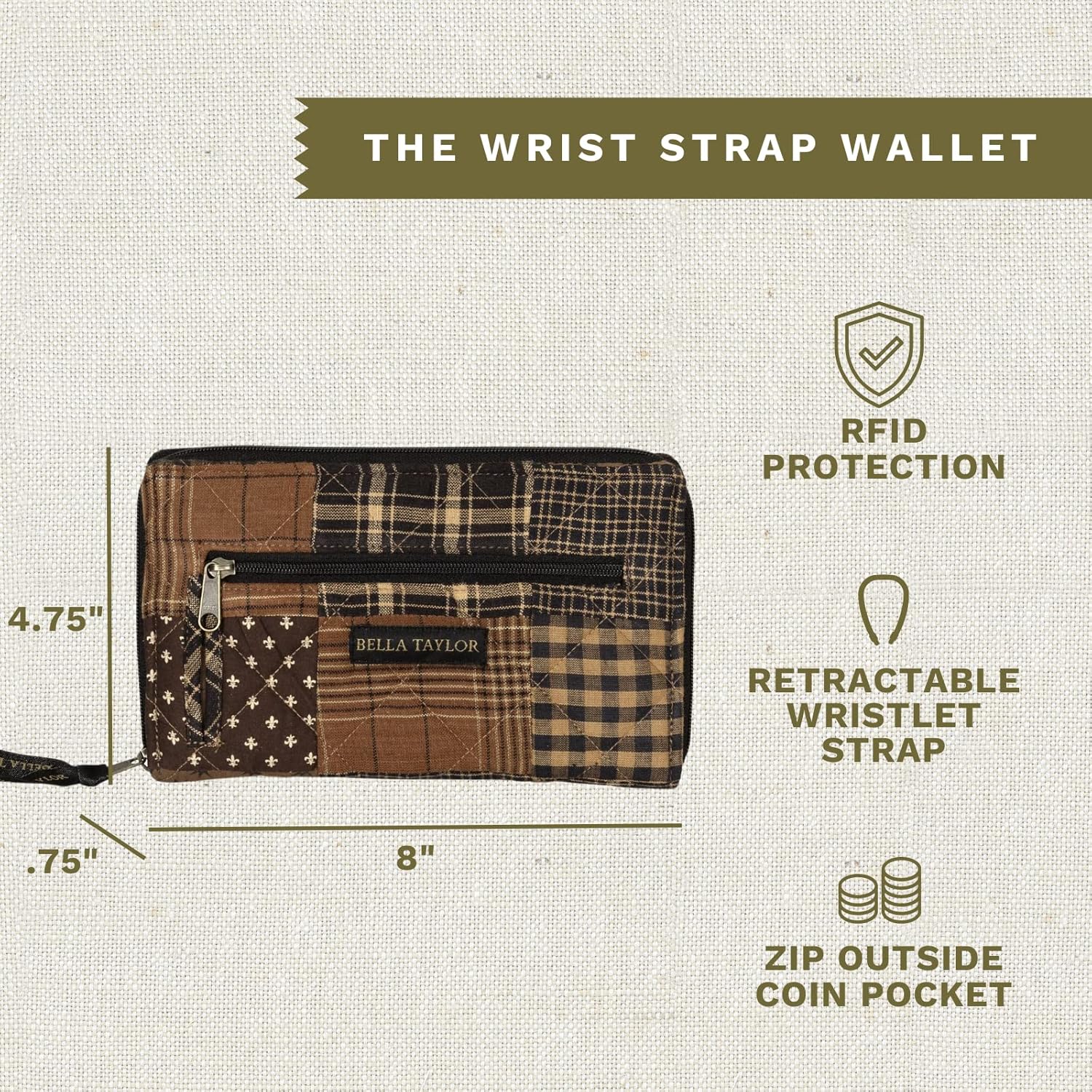 Bella Taylor Wrist Strap Wallet for Women | Multi Card Zip Around Wallet with RFID Protection and Wristlet Strap - Image 3