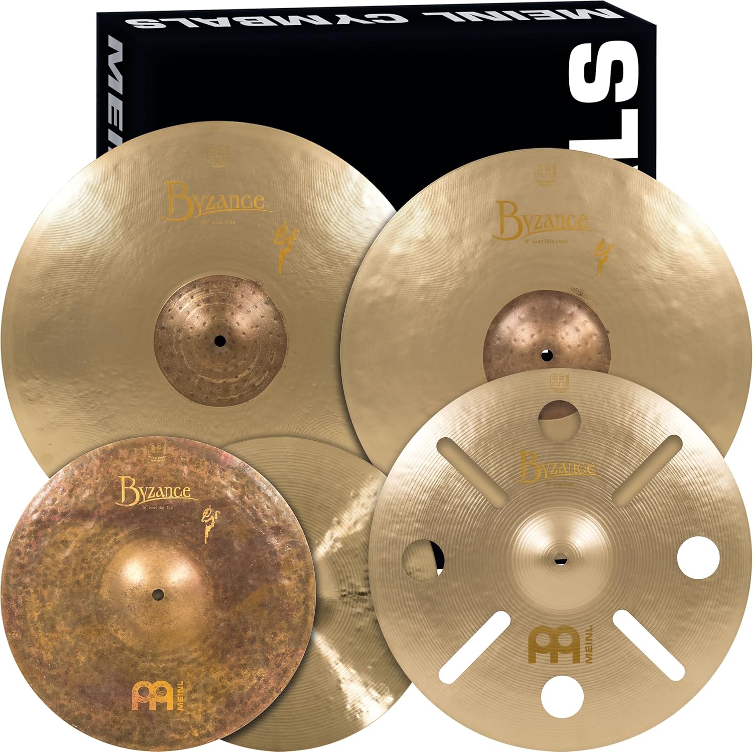 Meinl Cymbals BV-480+B16TRC Byzance Vintage Series Benny Greb Sand Cymbal Box Set Pack with FREE 16-Inch Trash Crash (VIDEO)