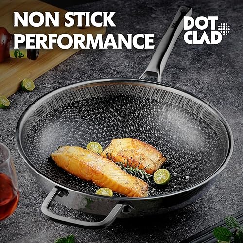 Miniatura 6 de Juego de utensilios de cocina híbridos de acero inoxidable de 3 piezas, wok de 12 pulgadas con tapa, sartén de 10 pulgadas, sartén de 12 pulgadas