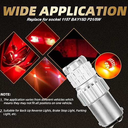 Miniatura 8 de Bombilla LED 1157, accesorios de automóvil, 9-30 V, bombilla trasera súper brillante de baja potencia 1157 2357 2057 7528 BAY15D bombillas LED con