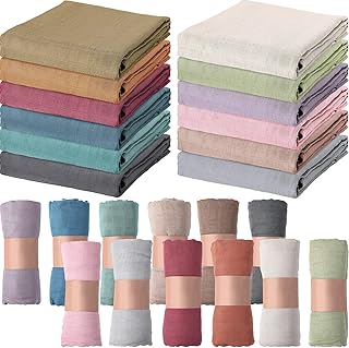 12 Pack Muslin Swaddle Blankets Soft Swaddle Baby Blankets Bulk Breathable Neutral Receiving Blanket Bamboo Cotton Baby Blanket for Boys Girls Newborn Infant Baby, 47 X 47 Inch