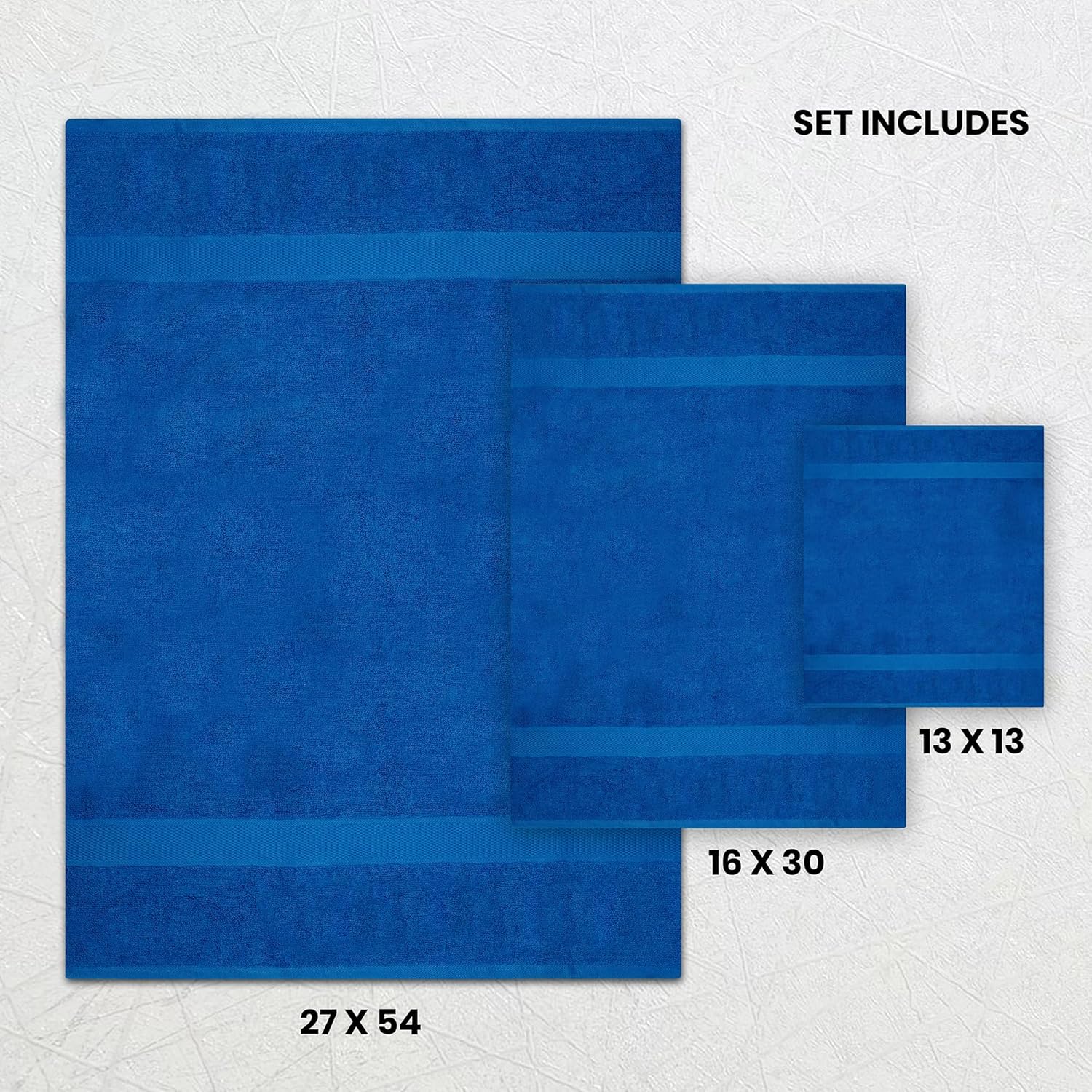Complete Towel Set - 8 Pack Soft and Absorbent Cotton Bath Towels for Bathroom, Hotel, and Spa - Quick-Dry, Towels Set 27x54'' (Navy Blue)