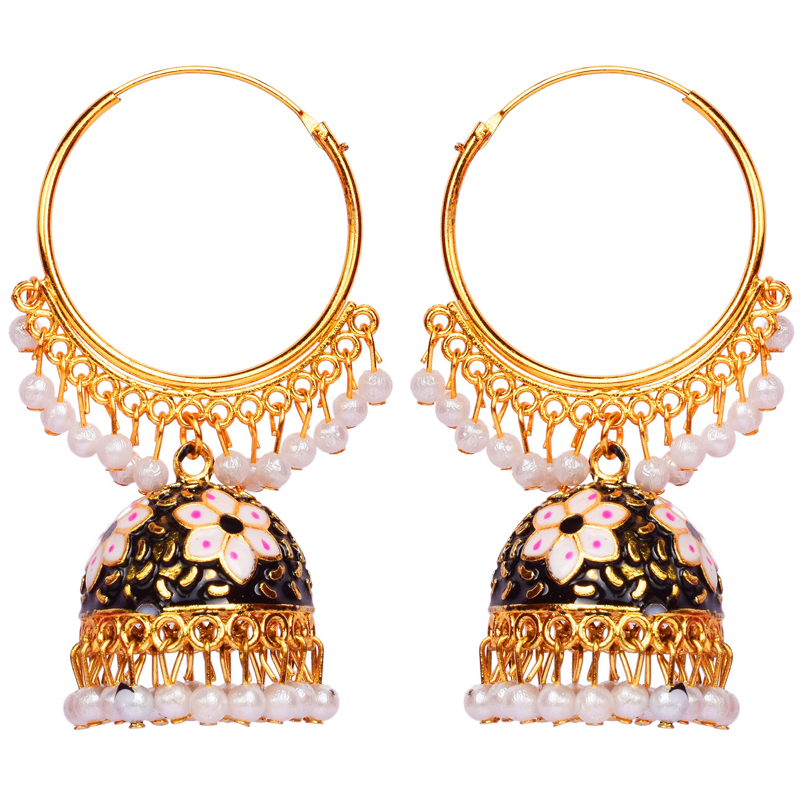 Triyama Meenakari Handcrafted Pearl Hoop Earrings for Women (Yellow) (B0BFXYJTTF) Amazon Price History, Amazon Price Tracker