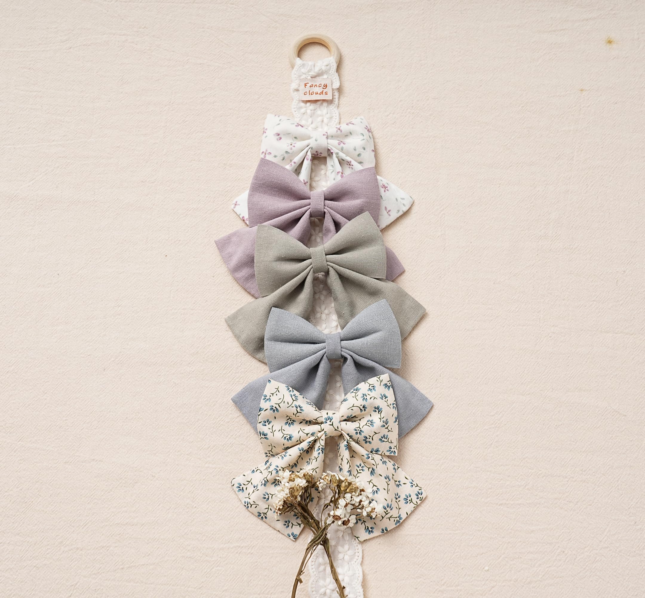 Lazos para el pelo con pinzas para el pelo para niñas y bebés, hechos a mano con estampado de flores de 5 pulgadas, lazos grandes, accesorios para el cabello, regalos para niños escolares